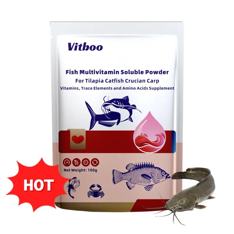Vitboo Multivitaminas para peixes, pó solúvel, elementos traços de peixes, reforço do crescimento dos peixes, vitaminas aquáticas, alimentação para peixes-gato, carpa de tilápia