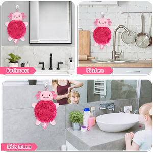 Toalla de Mano de Axolotl al por Mayor <span class=keywords><strong>para</strong></span> Baño, Cocina, Hogar, Estilo de Dibujos Animados, Super Absorbente, de Chenilla, Divertida, Decorativa, <span class=keywords><strong>para</strong></span> Colgar - Product Image 6