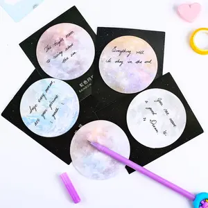 30 Sheet Novelty Japanese Cute Kawaii Sticky Notes Round Planet Earth Moon Mars Memo Pads Post Notepads Aesthetic Stationery Tab