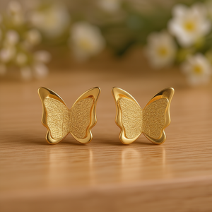 Pendientes de mariposa chapados en oro de 18 quilates, aleación de zinc, joyería de moda para mujer, pendientes en tono oro blanco para uso diario - Product Image 2