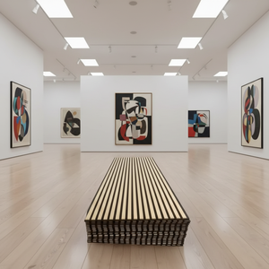 แผ่นอะคูสติกดีไซน์ทันสมัย วัสดุ MDF ปลอดภัย เหมาะสำหรับตกแต่งผนังห้องนอน โรงแรม ห้องนั่งเล่น ลายไม้สลัก - Product Image 1