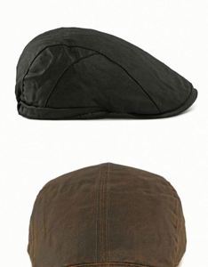 หมวกเบเร่ต์ทรงแบนสไตล์อังกฤษสำหรับผู้ชาย คอลเลคชั่นฤดูใบไม้ร่วง-ฤดูหนาว ผ้าฝ้ายฟอก พร้อมสายยางยืด - Product Image 5