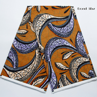Tela Africana de Algodón con Estampado Jacquard de Cera Real de Calidad, Estilo Dobby, Diseño Flash Glod, Tela Africana para Paños