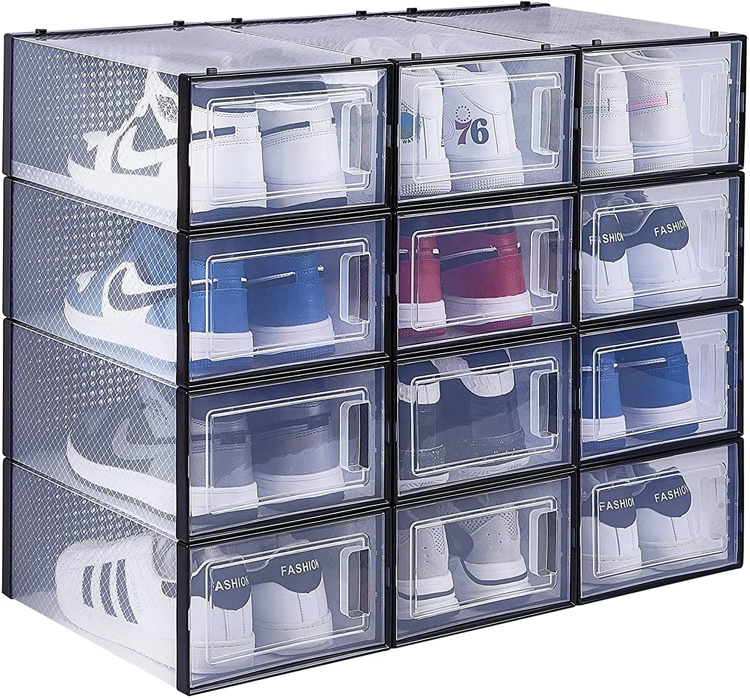 East Loft Clear Plastic Shoe Box 12 PACK Stackable Shoe Box Shoe Container CubesためSneaker