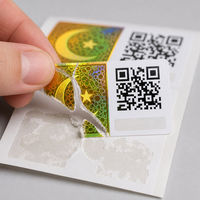 Étiquette de sécurité holographique personnalisée, croissant de lune, étoile, autocollant anti-effraction avec code QR, encre invisible UV pour emballage alimentaire