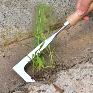 Garden Crack Weeder Grieta Herramienta <span class=keywords><strong>de</strong></span> deshierbe Mango Cortacésped <span class=keywords><strong>manual</strong></span> <span class=keywords><strong>de</strong></span> acero inoxidable Hoz <span class=keywords><strong>de</strong></span> deshierbe en forma <span class=keywords><strong>de</strong></span> L para patio <span class=keywords><strong>de</strong></span> césped - Product Image 1