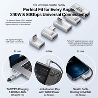 Transfert de données haute vitesse 80Gbps USB C mâle à Type c adaptateur femelle coque en alliage multi-forme 240w convertisseur de Charge de téléphone Ultra