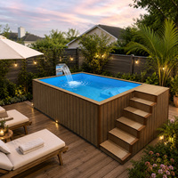 Piscine hors sol préfabriquée en fibre de verre, piscine modulaire à structure en acier avec escalier et cascade pour jardin, villa, complexe hôtelier
