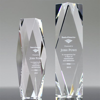 Trophée personnalisé en cristal K9 en forme de colonne, plaque de récompense en cristal gravée avec logo et texte pour souvenir d'entreprise