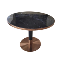 Table de restaurant personnalisée Tables basses rondes en marbre Table de salle à manger avec base en acier inoxydable noire