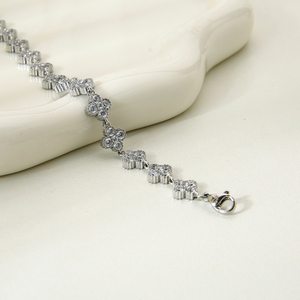 Zircone bracciale a forma di fiore bracciale di lusso per le donne Joyas De Acero inossidabile Al Por Mayor squisito bracciale in acciaio inox - Product Image 2