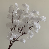 L-621 Vente en gros de branches de fleurs de cerisier artificielles faites à la main, 5 branches, fleurs artificielles blanches Sakura pour la décoration de mariage et de Thanksgiving