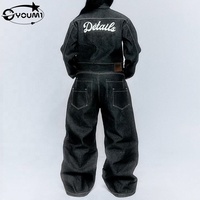 Veste en jean brodée avec logo personnalisé, streetwear pour homme, coupe ample et épaisse, style vintage unisexe