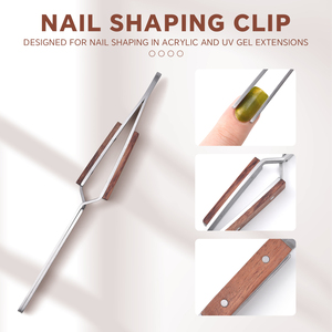 ที่หนีบเล็บสแตนเลสพร้อมด้ามไม้ สำหรับต่อเล็บอะคริลิค ยูวีเจล และทำเล็บ - Product Image 4