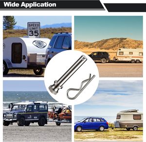 Goupille et clip de <span class=keywords><strong>remorque</strong></span> en acier inoxydable avec prise de <span class=keywords><strong>remorque</strong></span> de 5/8 pouce de diamètre, compatible avec les récepteurs de 2 et 2,5 pouces (1 paquet) - Product Image 6