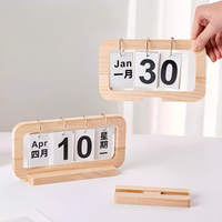 Calendrier de bureau en bois personnalisé 365 jours avec support de style simple pour la décoration de bureau