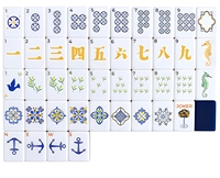 Juego de Mahjong Americano Personalizable, Resistente, Plegable, Ecológico, Portátil, Edición Capitán Azul y Amarillo para 4 Jugadores, Estilo Moderno