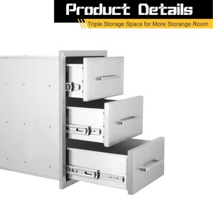 Lemari Dapur Luar Ruangan Profesional Baru Buatan Pabrik dan Penyimpanan 3 Laci Kombinasi Baja Tahan Karat Terpasang - Product Image 6