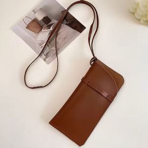Portable <b>Glasses</b> Pouch with Strap PU Leather Sunglass Bag Travel Eyeglasses <b>Case</b> Holder - Product Image 4