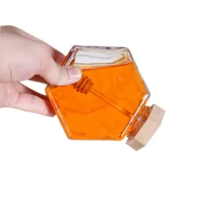 散装迷你玻璃蜂蜜罐220毫升380毫升六角蜂蜜瓶容器罐