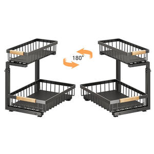 Fabrication de supports de rangement personnalisés pour cuisine salle de bain sous évier organisateur de fournitures de nettoyage rangement à 2 niveaux en fil métallique - Product Image 3