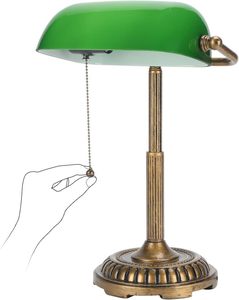 Lámpara de Escritorio Vintage <span class=keywords><strong>Verde</strong></span> con Interruptor de Cable y Batería, Iluminación Minimalista para Oficina en Casa, <span class=keywords><strong>Biblioteca</strong></span>, Piano - Product Image 1