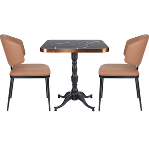 <span class=keywords><strong>Table</strong></span> à manger carrée en porcelaine marbrée noire avec piétement en <span class=keywords><strong>fonte</strong></span> antique à 4 pattes - Product Image 4