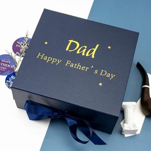 Blue Foldable Magnetic Rigid Box <strong>Father</strong> <strong>Day</strong> <strong>Gift</strong> Packaging Box With Ribbon - Product Image 5
