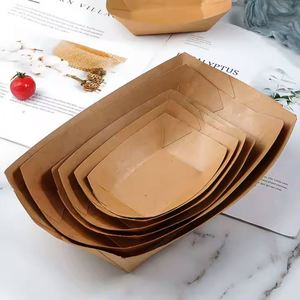 Barquette jetable en papier kraft avec revêtement PLA pour la restauration rapide, biscuits, salades, snacks, sushis, impression dorée, estampage, gaufrage - Product Image 4