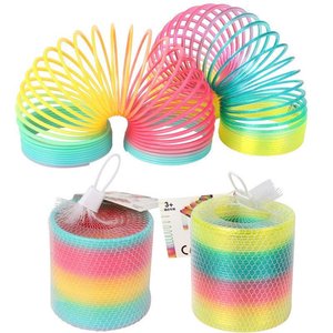 Jouet en spirale élastique arc-en-ciel, grande taille, jeu d'empilage en PVC pour enfants de 3 ans et plus, emballage en filet - Product Image 1