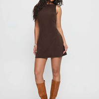Vestido Mini de Pana Marrón para Mujer con Cuello Barco, Lazo en la Espalda, Estilo A-Line, Sexy, Y2K, Vintage, Otoño Invierno, Casual, Diario