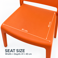 Chaise de salle à manger en plastique PP orange, monobloc, sans accoudoirs, avec dossier incurvé, pour jardin, terrasse, café, restaurant, mobilier d'extérieur
