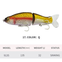 Leurre crayon multi-segments à coulée lente, 135mm/32g, pour pêche en bateau à longue portée, leurre dur réaliste, modèle 9135.