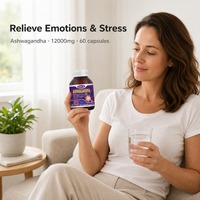 Ashwagandha 12000mg Capsules 60ct Soutien du stress et de l'humeur Renforcement immunitaire Amélioration de la mémoire et du sommeil Complément naturel végétalien