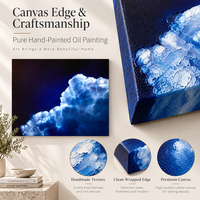 Peinture à l'huile abstraite de luxe, formation de nuages bleu profond, fond marine, peinture sur toile peinte à la main, art mural