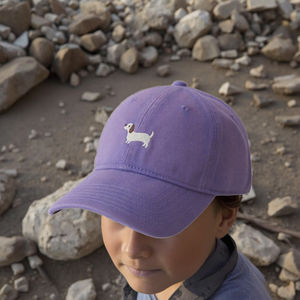 Chien <span class=keywords><strong>Daschund</strong></span> brodé personnalisé 6 panneaux chapeau de papa pour enfants adultes casquette de course en sergé de coton casquette de sport à bord incurvé - Product Image 5