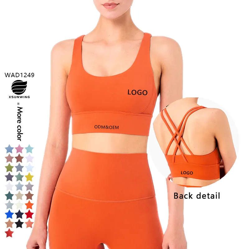Xsunwing sản xuất thể thao mặc phụ nữ tác động cao thể dục Áo ngực Yoga Áo ngực vest backless Crop Tops Workout Áo ngực thể thao wad1249