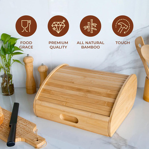 Wooden Bread Storage Box With Drawer Freshness Preservation <b>Kitchen</b> Bakery Use Rectangle Shape - Product Image 3
