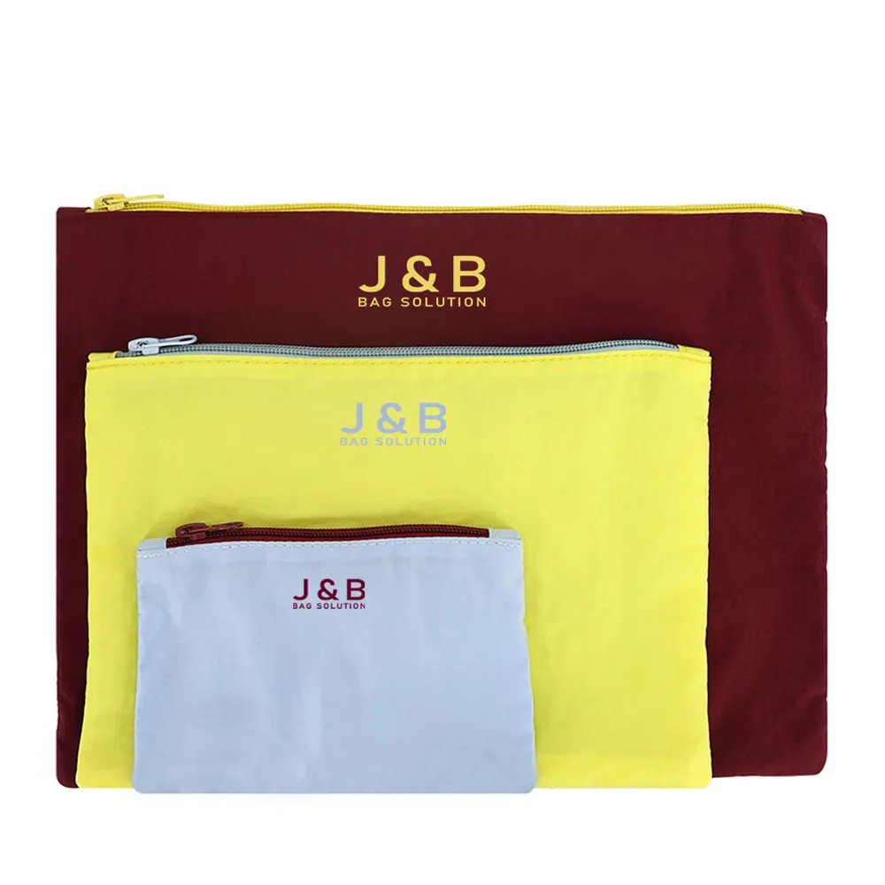 Different Size Waterproof Nylon Zipper Organizer Pouch Bag Set with Private Logo Custom Nylon Fabric Promotional Cosmetic Bag