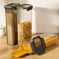 Pot de conservation alimentaire empilable hermétique en PET transparent 3L, récipient de stockage alimentaire sec pour la cuisine, récipient pour pâtes, spaghetti, nouilles
