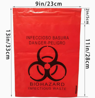 Sacs poubelle médicaux jetables en plastique imperméables autoclavables 100% LDPE HDPE, thermosoudables, à risque biologique