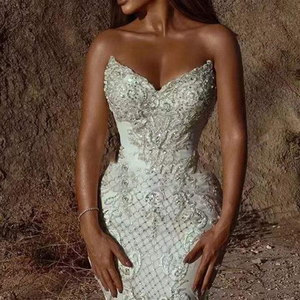 Abito da sposa Sexy in pizzo di lusso con perline senza maniche da sposa su misura - Product Image 2