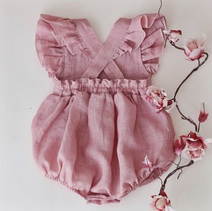 Ropa de Bebé de Alta Calidad, Mono sin Mangas, Mono de Lino con Volantes - Product Image 2