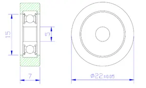 BS62522-7 5X22X7Mm Kunststof Garderobe Glijdende Duurzame Deur Klein Raam Nylon Pom Katrol Rolwiel Met Lagers