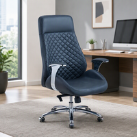 Chaise de bureau ergonomique à dossier haut avec cadre en cuir et métal, design moderne, pivotante, pour patron ou cadre supérieur, utilisation en milieu hospitalier et scolaire