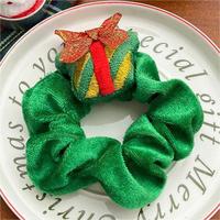 Chouchou en tissu doux motif renne de Noël et Père Noël pour femme, très élastique et durable, accessoire capillaire mignon