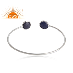 Tanzanite <b>Gemstone</b> Cuff <b>Bracelet</b> Rhodium Plated Silver Jewelry Wholesale 925 Sterling Silver <b>Bracelet</b> For Girls - Product Image 3