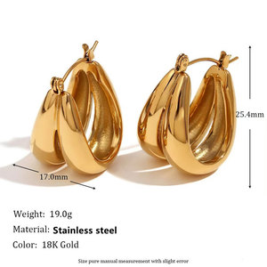 Pendientes de Aro Finos de Acero Inoxidable 316L con Baño de Oro PVD de 14k y 18k para Mujer - Product Image 1