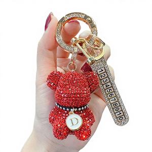 Porte-clés en métal en forme de petit lapin entièrement orné de diamants, pendentif féminin, cadeau - Product Image 1