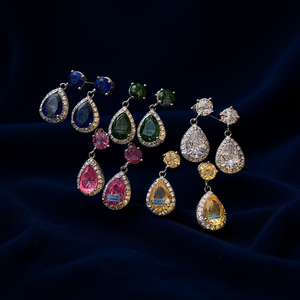 Pendientes de cristal con forma de gota de agua de lujo para mujer, plata 925 con engaste de bisel, joyería para fiesta, pendientes de diamantes de imitación amarillos. - Product Image 2